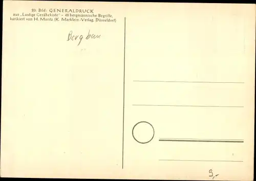 Künstler Ak H. Moritz, Generaldruck, Lustige Gezähekiste, bergmännische Begriffe