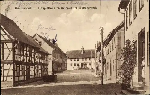 Ak Ummerstadt in Thüringen, Hauptstraße mit Rathaus im Hintergrund