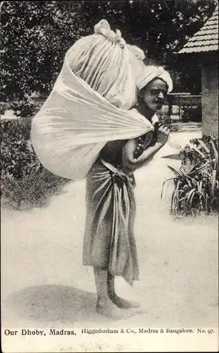 Ak Madras Indien, Dhoby, Inder, Träger