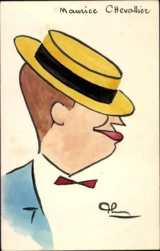 Künstler Ak Thureau, Schauspieler Maurice Chevalier, Portrait