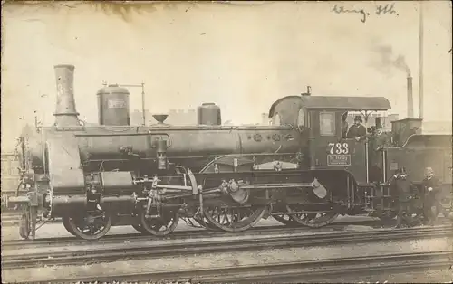 Foto Ak Ungarische Eisenbahn, Dampflok Nr. 733