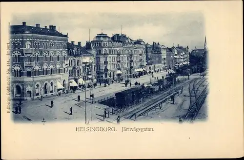 Ak Hälsingborg Helsingborg Schweden, Järnvägsgatan, Bahnhof, Gleisseite