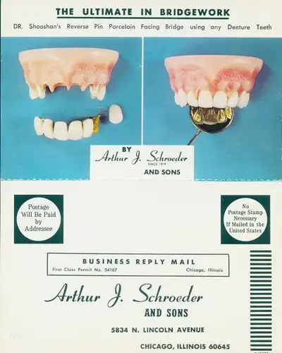 Klapp Ak Chicago Illinois USA, Arthur J. Schroeder and Sons, Porcelain Bridge, Zahnersatz, Reklame