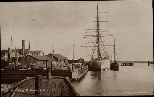 Ak Nyköping Schweden, Hafenpartie mit Segelschiff