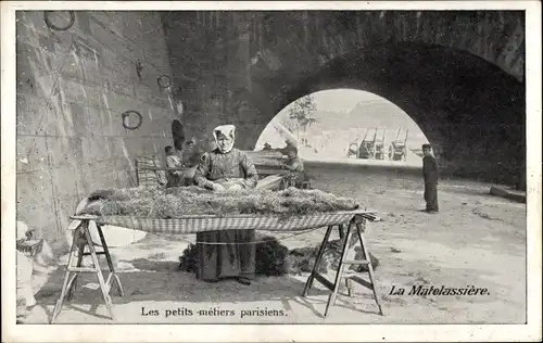 Ak Paris, La Matellassière, petits métiers parisiens, Matratzenherstellung