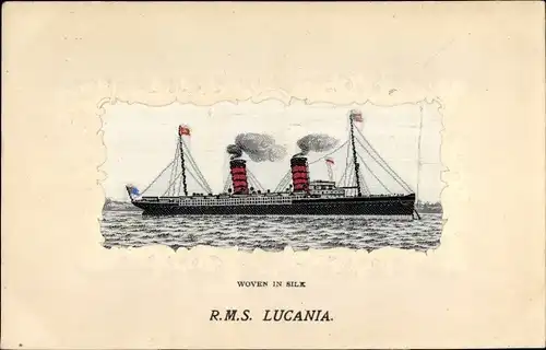 Seiden Ak Dampfer RMS Lucania, Cunard Line