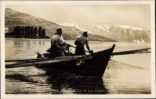 Ak Le Matin sur le Lac Leman, Fischer auf dem Genfer See