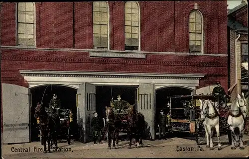 Ak Easton Pennsylvania USA, Central Fire Station, Feuerwehr