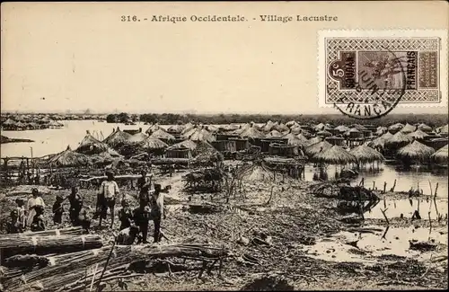 Ak Afrique Occidentale, Village Lacustre