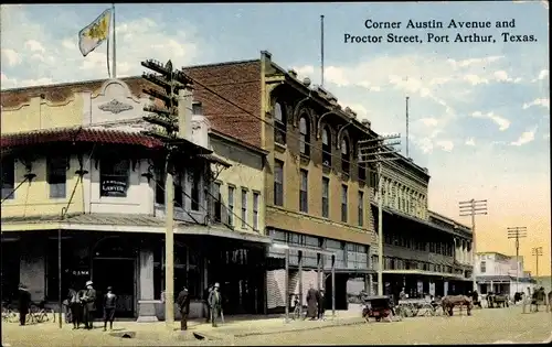 Ak Port Arthur Texas USA, Corner Austin Avenue and Proctor Street