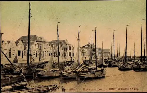 Ak Brouwershaven Zeeland, Havengezicht