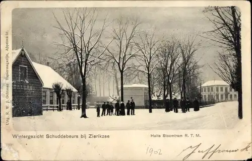 Ak Schuddebeurs Schouwen Duiveland Zeeland, Wintergezicht