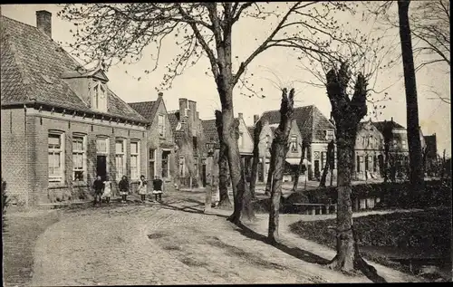 Ak Dreischor Zeeland, Straßenpartie, Kinder