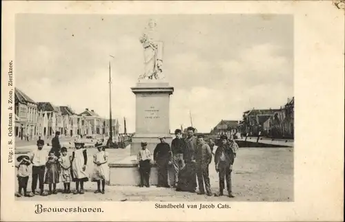 Ak Brouwershaven Zeeland, Standbeeld van Jacob Cats