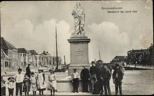 Ak Brouwershaven Zeeland, Standbeeld van Jakob Cats