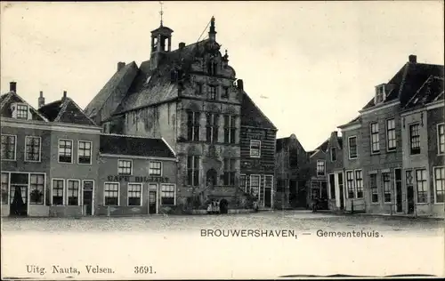 Ak Brouwershaven Zeeland, Gemeentehuis