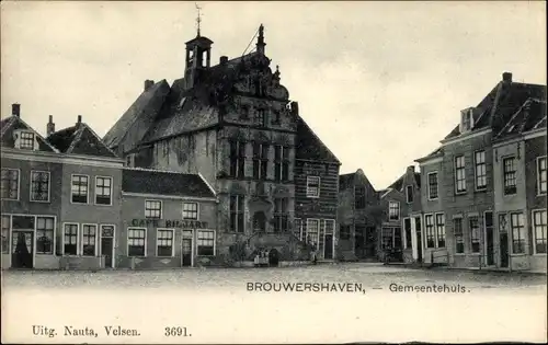 Ak Brouwershaven Zeeland, Gemeentehuis