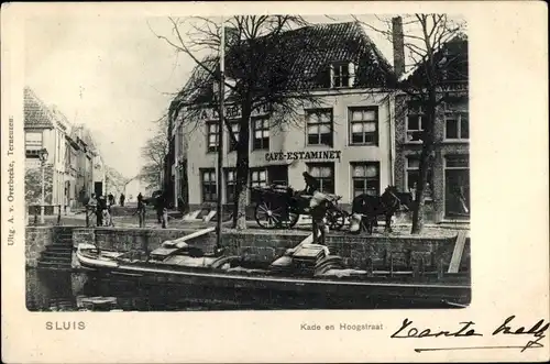 Ak Sluis Zeeland Niederlande, Kade en Hoogstraat