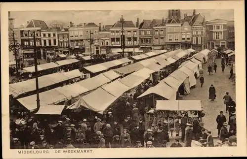 Ak Middelburg Zeeland Niederlande, De Weekmarkt