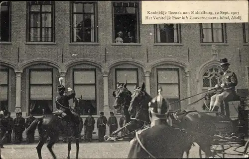 Ak Middelburg Zeeland Niederlande, Koninklijk Bezoek 1907, Het Vorstelijk Paar, Hotel