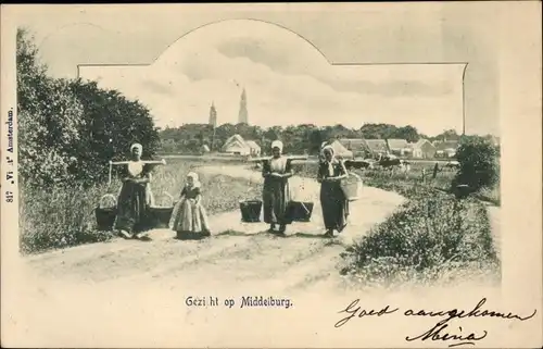 Ak Middelburg Zeeland Niederlande, Trägererinnen, Straße