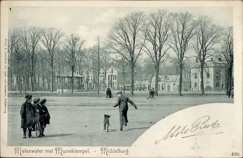 Ak Middelburg Zeeland Niederlande, Molenwater met Muziektempel