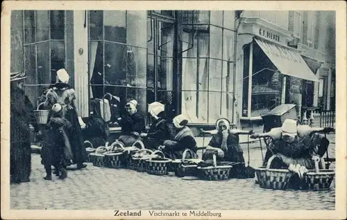 Ak Middelburg Zeeland Niederlande, Vischmarkt