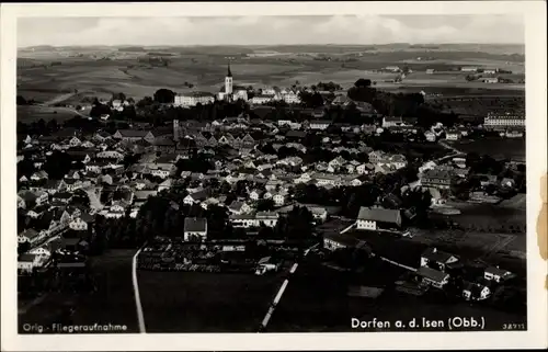 Ak Dorfen in Oberbayern, Blick auf den Ort, Fliegeraufnahme