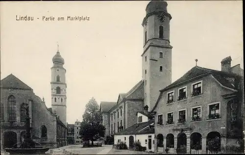 Ak Lindau am Bodensee Schwaben, Partie am Marktplatz