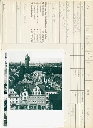 Foto Lutherstadt Wittenberg, Blick von der Stadtkirche auf das Schloss, 1969