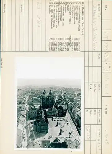 Foto Lutherstadt Wittenberg, Stadtansicht, Kirchplatz, Lutherdenkmal, Kapelle, 1968