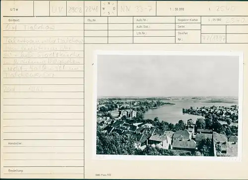 Foto Malchow in Mecklenburg, Teilansicht vom Kirchturm aus, Stadtkirche, Malchower See, 1966