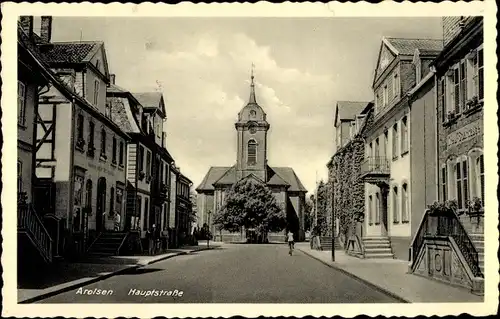 Ak Bad Arolsen Hessen, Blick in die Hauptstraße, Kirche, Radfahrer
