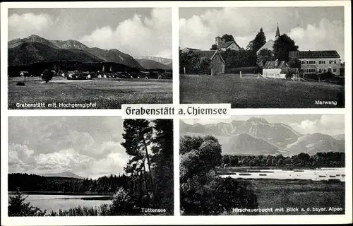Ak Grabenstätt in Oberbayern, Chiemsee, Marwang, Hochgerngipfel, Tüttensee