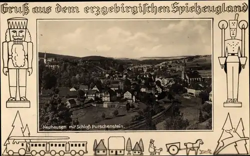 Ak Neuhausen im Erzgebirge, Schloss Purschenstein, Nußknacker, Spielzeugland