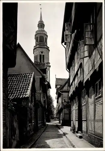 Ak Celle in Niedersachsen, Kalandgasse, Turm der Stadtkirche