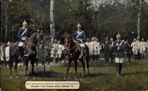 Ak Kronprinz Wilhelm von Preußen während einer Gefechtspause, Manöver