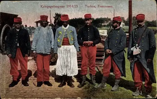 Ak Kriegsgefangene I WK, Turkos und Franzosen