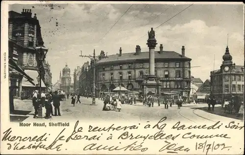 Ak Sheffield Yorkshire England, Moor Head, Denkmal