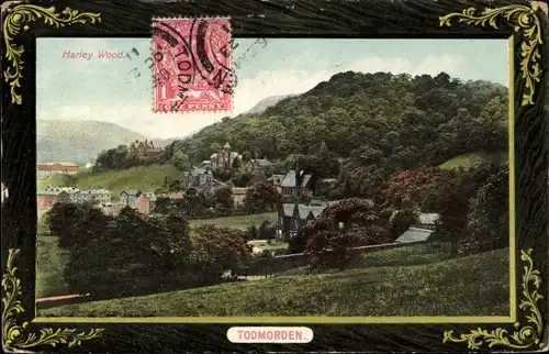 Ak Todmorden West Yorkshire England, Harley Wood, Ortsansicht