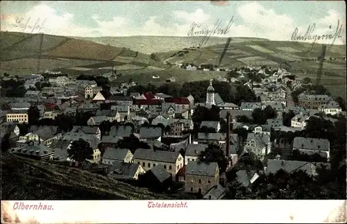 Ak Olbernhau im Erzgebirge, Totalansicht