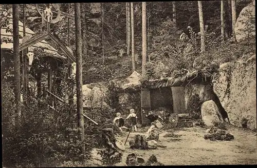 Ak Oybin in der Oberlausitz, Waldtheater, Wieland der Schmied, Freilichtbühne