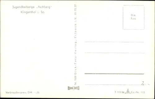 Ak Klingenthal im Vogtland Sachsen, Aschberg, Winteransichten, Jugendherberge, DJH, Speisesaal