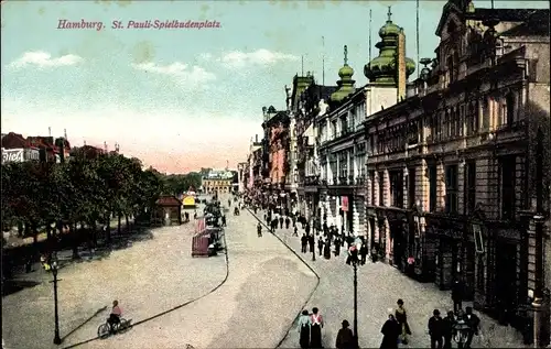 Ak Hamburg Mitte St. Pauli, Spielbudenplatz, Straßenpartie