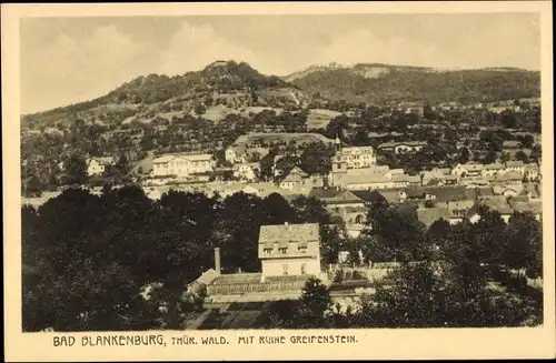 Ak Bad Blankenburg in Thüringen, Panorama, Ruine Greifenstein