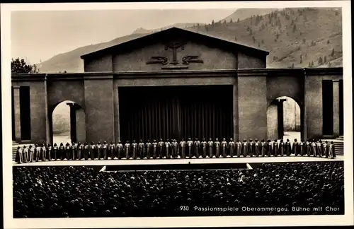 Ak Oberammergau in Oberbayern, Passionsspiele, Bühne mit Chor