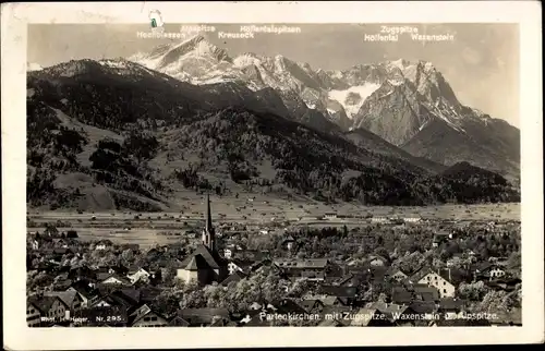 Ak Garmisch Partenkirchen in Oberbayern, Panorama, Alpspitze, Waxenstein, Zugspitze