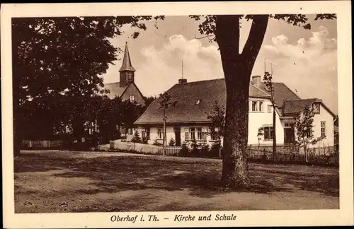 Ak Oberhof Thüringen, Kirche und Schule