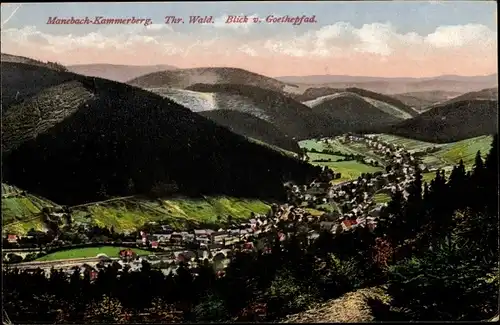 Ak Kammerberg Manebach Ilmenau in Thüringen, Blick v. Goethepfad, Panorama