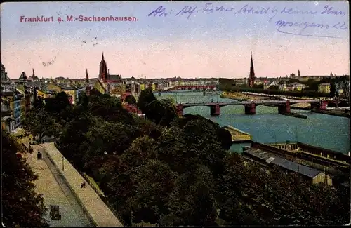 Ak Sachsenhausen Frankfurt am Main, Brücke, Panorama